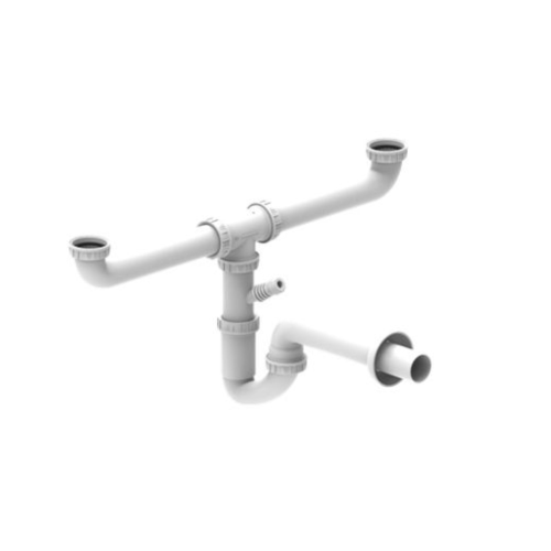 Sifone a u autopulente 1"1/2  lavello 2 vasche senza piletta
