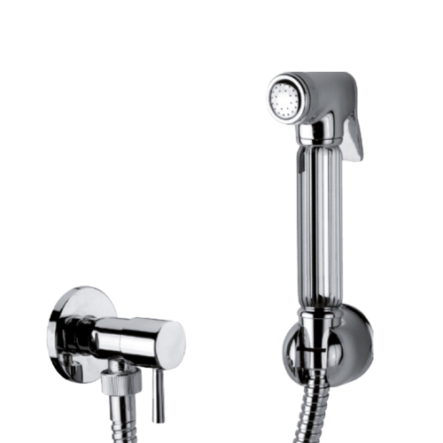 Kit shut off con flessibile antitorsione 120cm, rubinetto e supporto